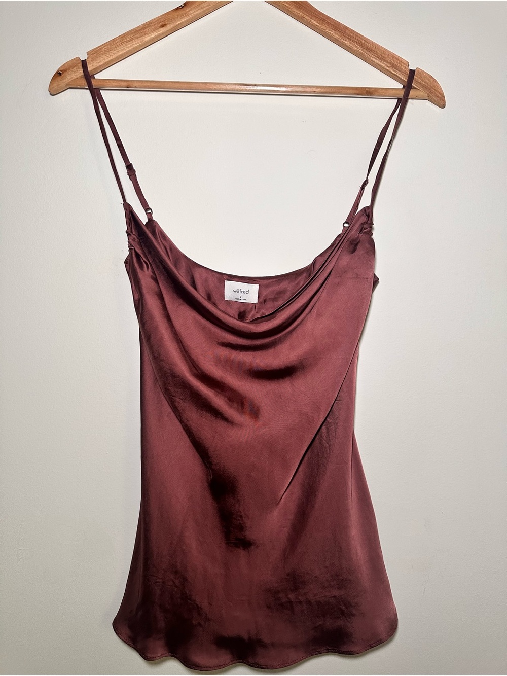 Wilfred Satin Cowl Neck Camisole in Wine